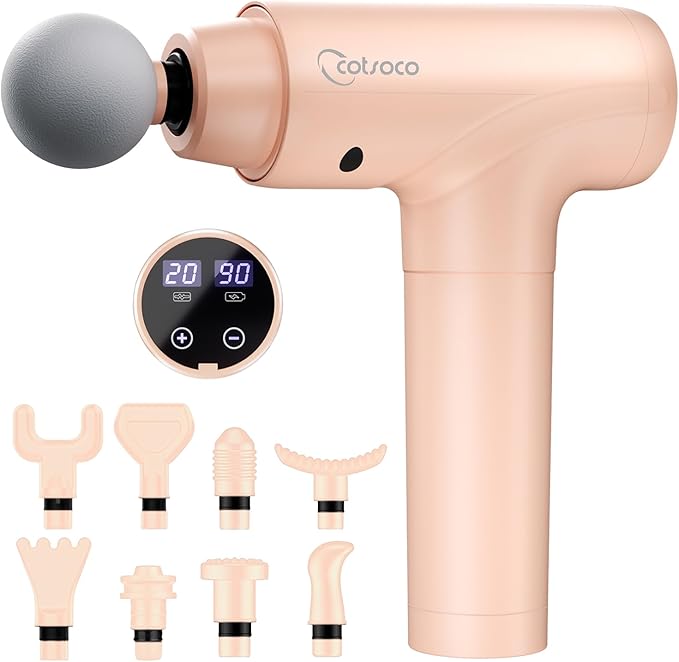 cotsoco Massage Gun Deep Tissue Muscle Massage Gun Back Massager for Pain Relief 20 Speeds Handheld Electric Massager Tool with Silent Brushless Motor Suitable for Gym Office Home Travel