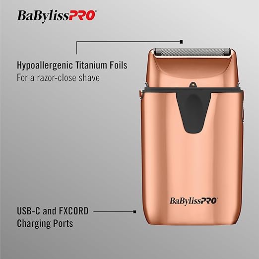 Bundle of BaBylissPRO UVFOIL Single Foil UV-Disinfecting Metal Shaver - Rosegold + BaBylissPRO UVFOIL Single Replacement Foil with Cutter Rosegold