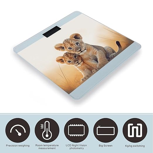Small Lion Digital Bathroom Scale for Body Weight Weighing Scale with Backlit LCD Display High Precision Measurements &amp Measures Weight Up to 180kg