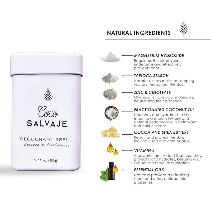 Natural Deodorant Stick for Women &amp Men | Aluminum Free Deodorant with Magnesium | Non toxic Vegan Hypoallergenic and Pregnancy Safe | 2.11oz (MIRAMAR (Floral))