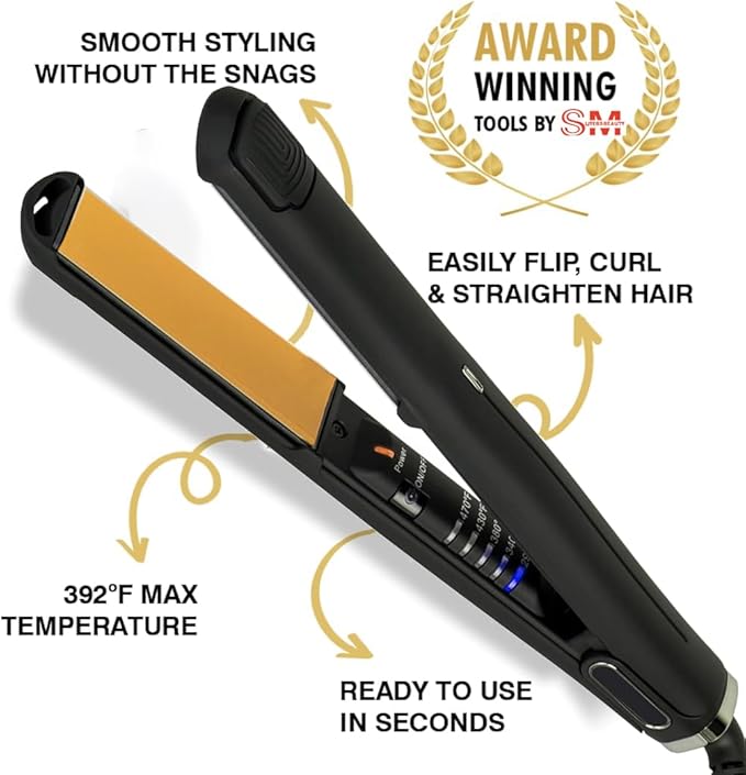 Professional Hair Straightener and Curler 2 in 1 Titanium Flat Iron Original Ceramic Flat Iron Flat Iron for A Smooth Finish Ceramic Floating Plates Quick Heat Up