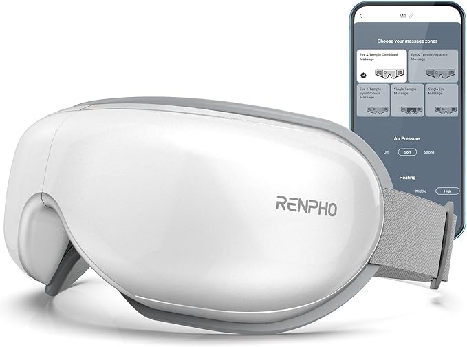 RENPHO Eye Massager with Heat Mothers Day Birthday Gifts for Mom Women Men Her FSA Eligible HSA Eye Mask App Control for MigraineSleep Mask for Dry Eyes Relax for Men Dad Eyeris 1