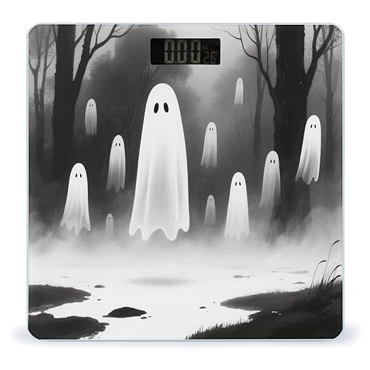 Ghost Weight Scale Cute Bathroom Scale for Body Highly Accurate Digital Weighing Machine for People Compact LCD Display Scales with Sturdy Toughened Glass Scales