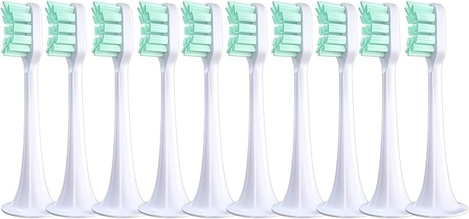 Replacement Brush Heads Compatible with Mijia T500 Replacement Electric Toothbrush Heads Nozzles Clean Protect Soft Bristle(10pcs Green)