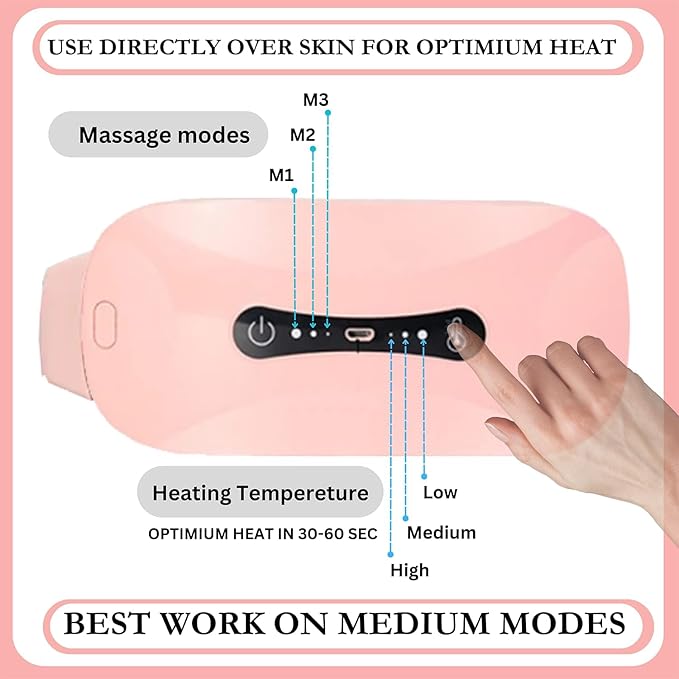 Cordless Belt Period Cramp Relief Massager with 3 Speed &amp 3 Crampfree Massage Modes with Touch Screen Comfortable Soft Fabric &amp Stretchable Belt
