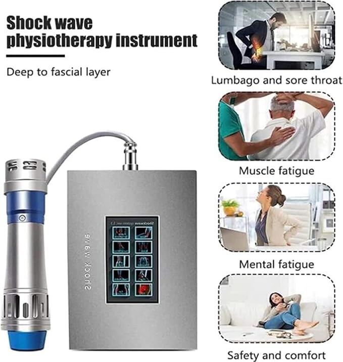 Portable Ed Extracorporeal Shock Wave MassagerElectronic Shock Wave Therapy Device Muscle Pain Therapy System with 7 Massage Heads for Pain Relief ED Treatment Deep Tissue