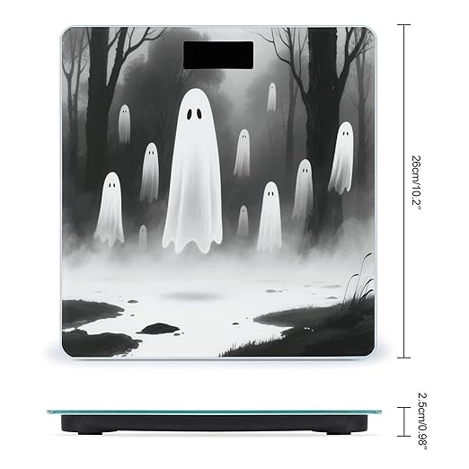 Ghost Weight Scale Cute Bathroom Scale for Body Highly Accurate Digital Weighing Machine for People Compact LCD Display Scales with Sturdy Toughened Glass Scales