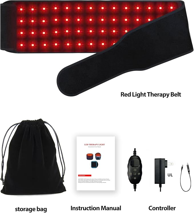 Red Light Therapy for Body 21.6''*6.8'' Infrared Light Therapy Belt with Soft Lycra FSA Eligible HSA Flexible Light Pad for Back Waist Belly Knee Joint Muscle Repair Gift 660nm &amp 850nm Max21W