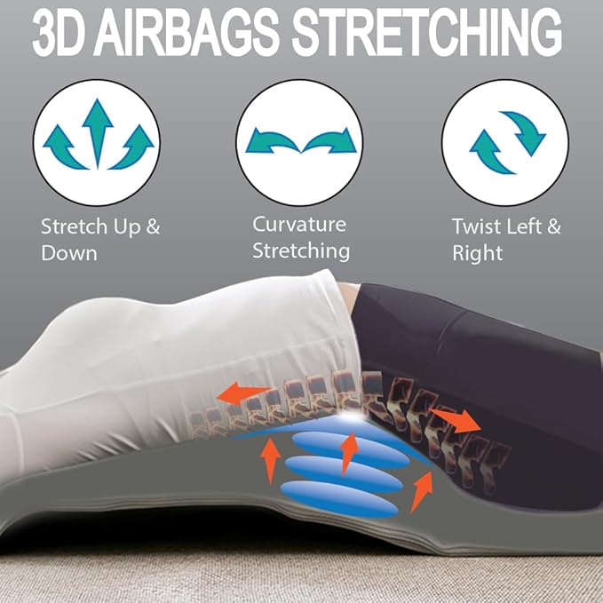 Full Body Stretching Massage Mat with Airbags. 3D Lumbar Traction - Neck Back Waist Hip Relaxation &amp Pain Relief. Back Massager Pad Foldable &amp Portable.