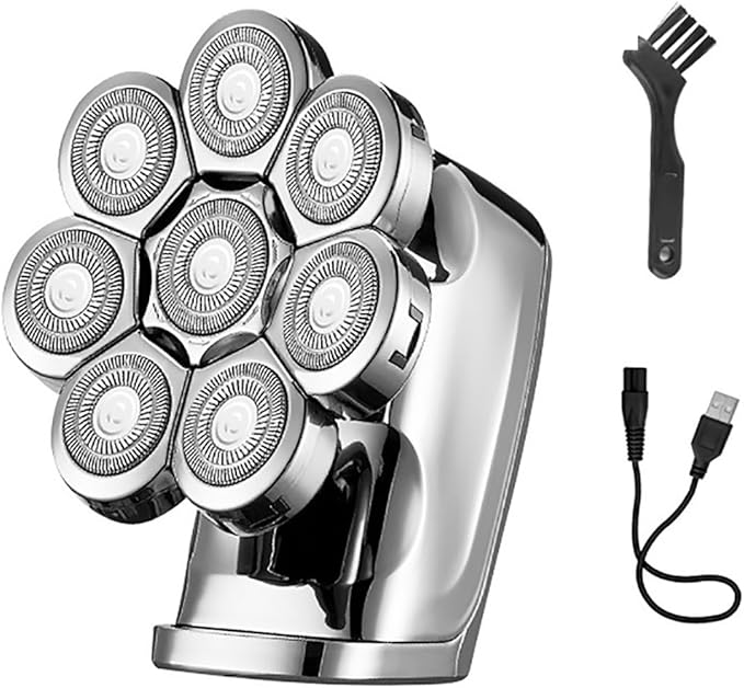 Head Shaver for Men 8 Head Wet Dry Electric Shaver for Men Washable Beard Electric Razor Head Bald Shaving Machine Rechargeable