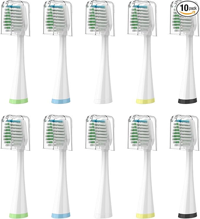 Replacement Brush Heads for Smile Bright Platinum Sonic Electric Toothbrush Soft Bristles 10-Pack with Covers