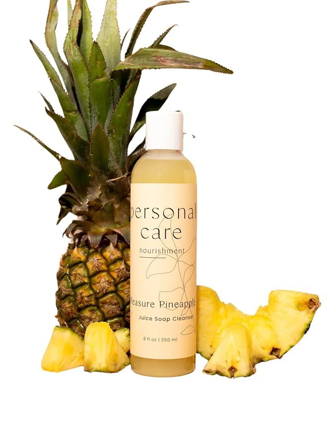 Pineapple Juice Body Wash – Organic Fruit-Infused Liquid Soap with Olive Oil Coconut Oil &amp Decyl Glucoside – Hydrating Non-Drying Sulfate-Free – 8oz – Juice Body Soap