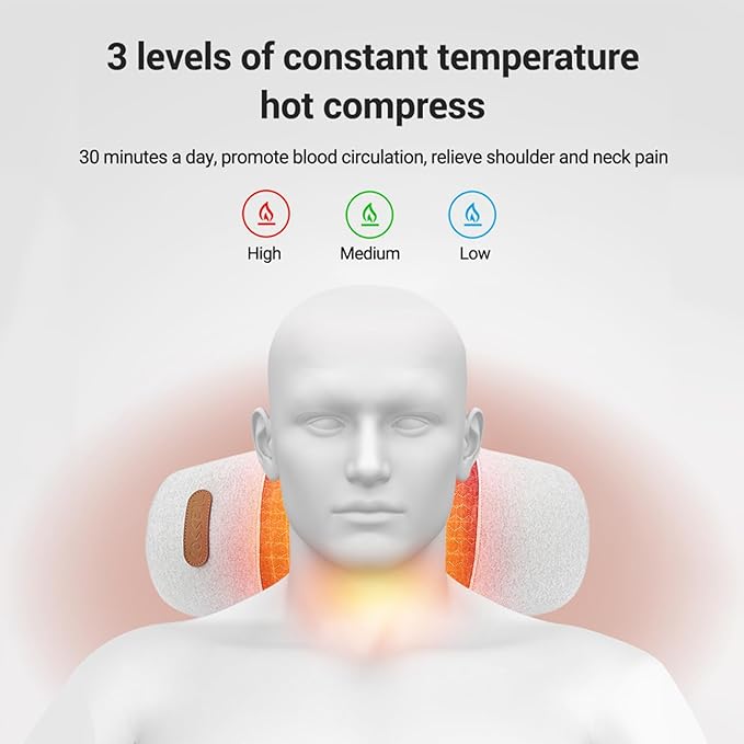 Massager Pillow for Neck Multi-Function Shoulder and Neck Massager Heat + Vibration Massage Two-in-one Three-Speed Temperature Control Vibration Slow Bounce Memory Foam