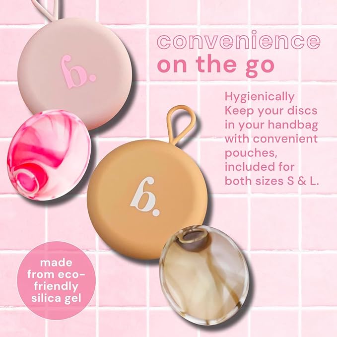 Bodyotics Reusable Menstrual Disc - Wear Up to 12-Hours - Alternative to Menstrual Cups Tampons and Pads for Light or Heavy Flows Leak Proof - Small &amp Large Sizes (Pink and Beige)
