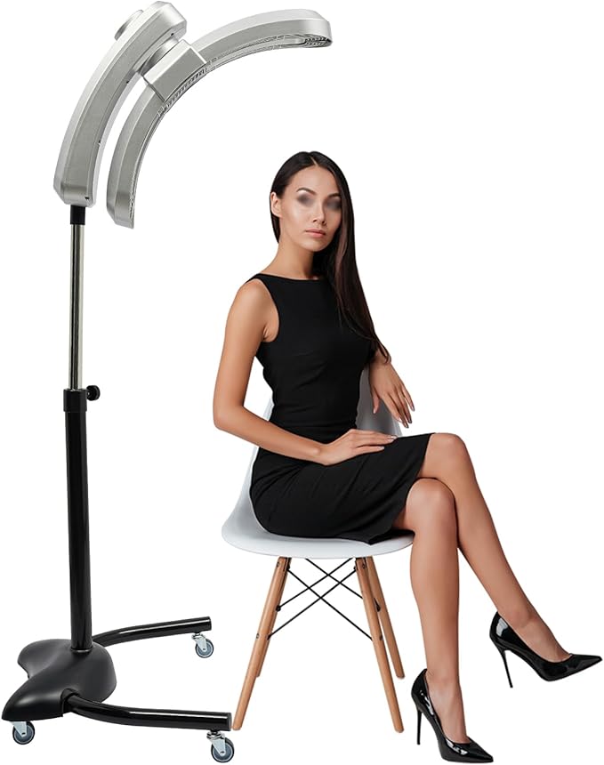 Professional Standing Hair DryerVertical Hairdressing Heater with Temperature(104-158℉) &amp Time Control(0-60min)Adjustable Angle for Hair Care Coloring Cold Perming Hot Oil Treatment (Silver)