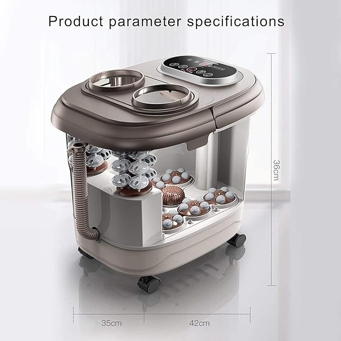Foot Spa/Bath Massager with Motorized Rollers Shiatsu Massage Shower Heat Temperature Control Timer LED Display Drainage Pipe for Foot Stress Relief