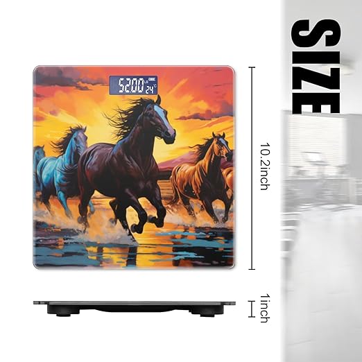Digital Scale for Body Weight Highly Precision Bathroom Weight Scale 400 lbs with Backlit Display Personalized Scale for Home-Horses Running Along The Riverbank with The Sunset Sky