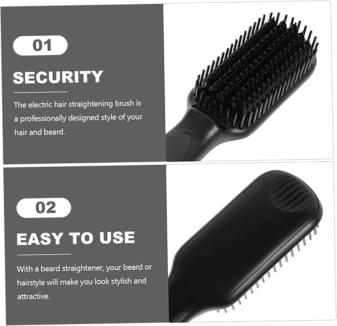 Beaupretty Electric Beard Straightening Brush Temperature Settings for Men Hair and Beard Styling Multi-Functional Heated Comb for Smooth Sleek Results
