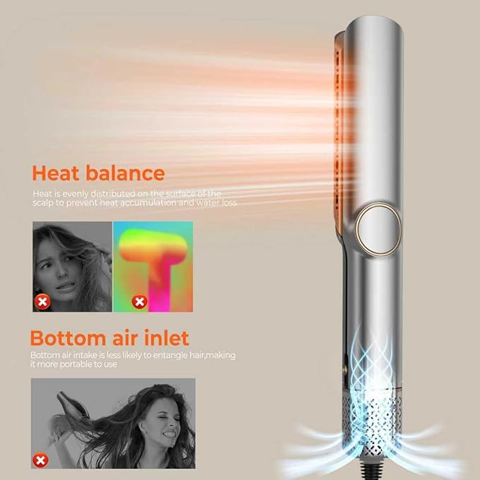 Airflow 2-in-1 Hair Straightener - Smart Moisture Detection Negative Ions No Preheat Lightweight Design