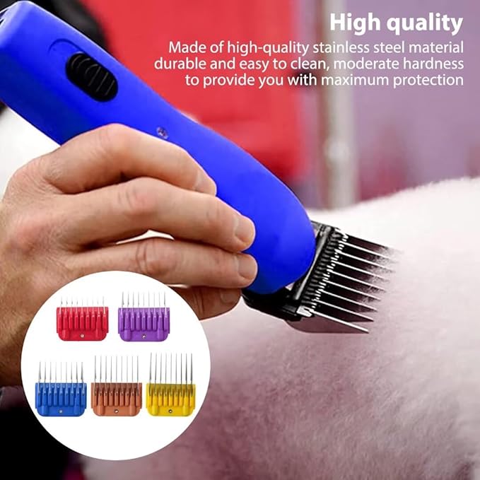 3mm/6mm/10mm/13mm/16mm Stainless Steel Clipper Guide Comb Set Compatible for Osterfor Wahl and for Andis Animal Fur Hair Reshape Upgraded Version