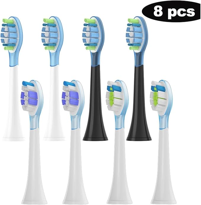8Pcs Replacement Brush Heads Compatible for Philips HX6064 HX6930 HX6730 Sonic Electric Toothbrush Vacuum 4100 6500 6100 5300(C3 Black)