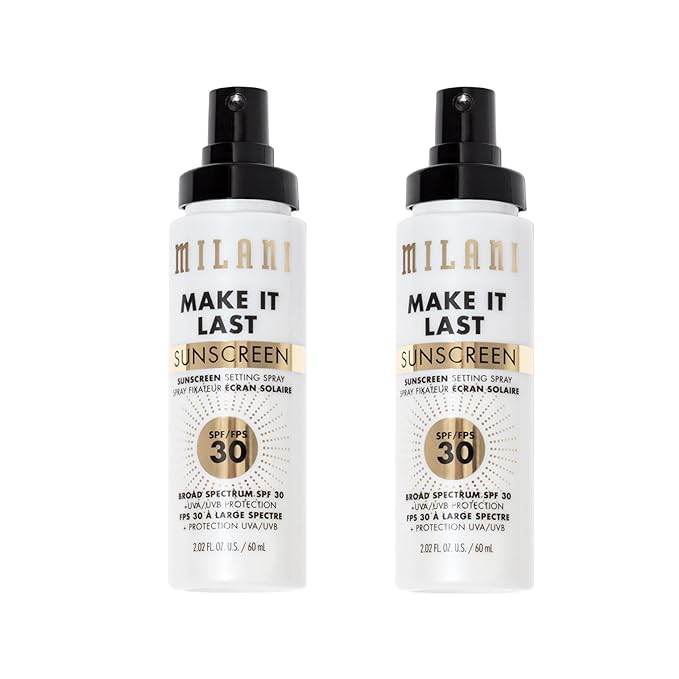 Milani Sunscreen Setting Spray + Primer Make It Last Sunscreen for Face- SPF 30 UVA &amp UVB Protection Antioxidant Rich Formula for Broad Spectrum Protection Prime + Set + Protect 2.02Fl. Oz - 2