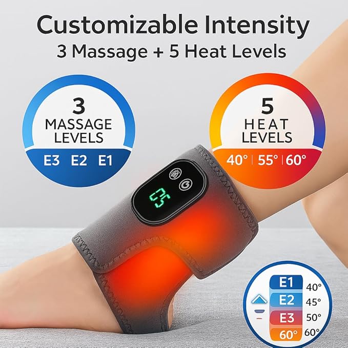 Foot Massager 3 in 1 Foot Massager Wireless &amp Portable Triple Method Heated Ankle Wrap with 3 Vibration Modes 5 Heat Level for Relaxation (1 PCS)