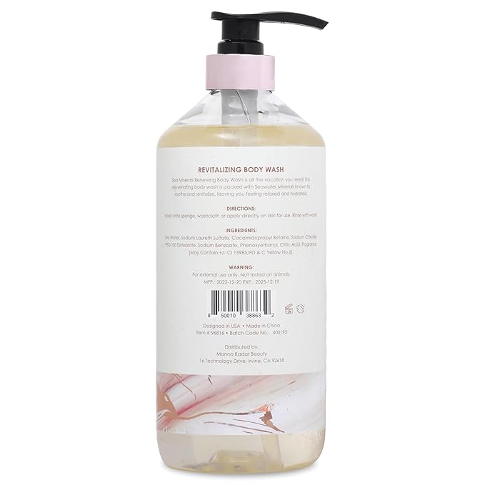 Manna Kadar Beauty Dead Sea Minerals Revitalizing Body Wash Coconut Hibiscus - Clean Soothe Revitalizes Rejuvenates Skin Hydrates Shower Gel