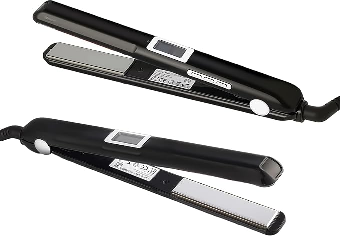 2026 Ultrasonic Infrared Hair Straightener with LED Display - Recovers Damaged Hair Cold Iron Treatment Styler (b-Black)