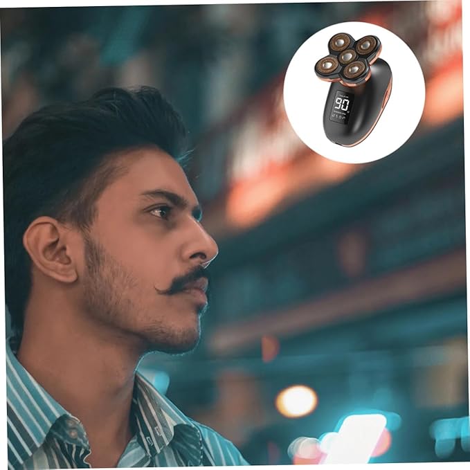 1pc Five-headed Rechargeable Shaver Self-service for Men Material Design Boyfriend Dad Husband Black