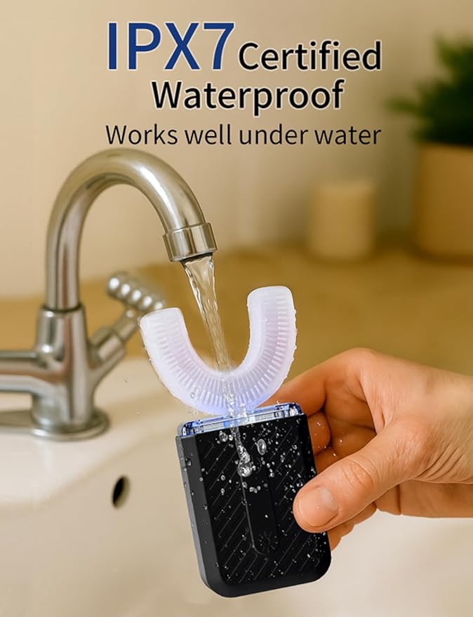 U-Shaped Electric Toothbrush for Adults Electric Toothbrush with IPX7 Waterproof Black
