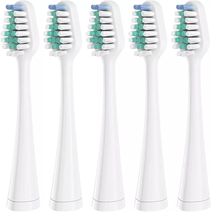Replacement Toothbrush Heads ForCompatible for Waterpik Electric Adult Oral Hygiene Clean Dental Center Bristle Soft Nozzles(5pcs White Green)