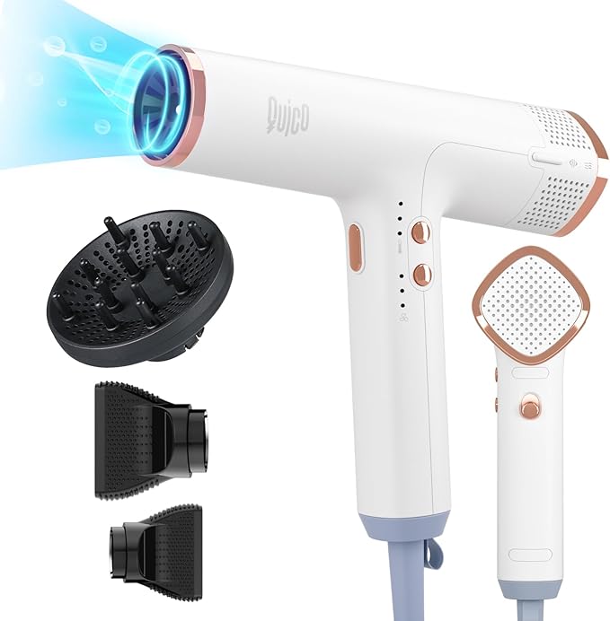 Quico Hair Blow Dryer 1875W High-Speed BLDC Professional 110000 RPM Quiet Hair Dryer with Diffuser 7X Faster Salon Blow Dryers for women Adjustable Temp and Speed Ionic Hair Dryer Home Travel Gift