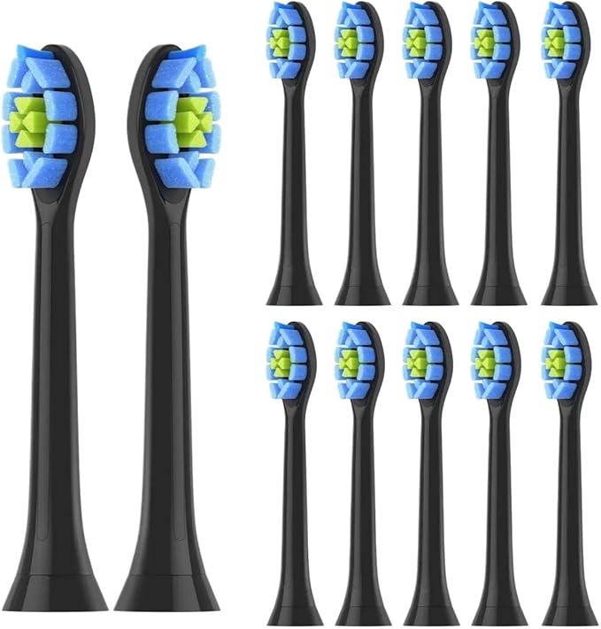 Replacement Toothbrush Heads Compatible for Philips Sonicare C2 C1 G2 W Plaque Control Simply Clean Electric Brush Head8 Pack(Black-12pcs)