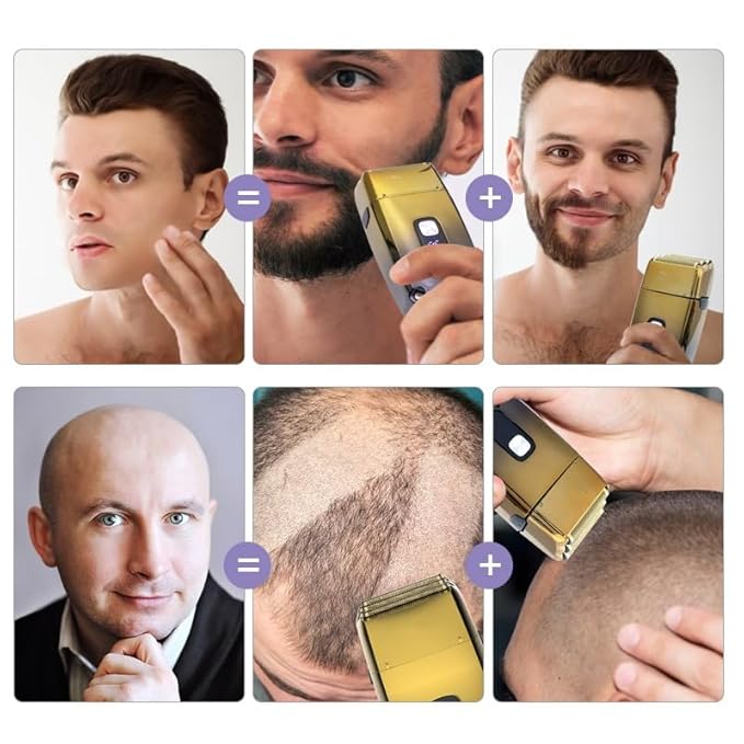 Men's Shaver Rechargeable Hair Beard Electric Shaver For Men Powerful Electric Razor Head Bald Shaving Machine Wet Dry 3-blade shave system (Color : Silver box)