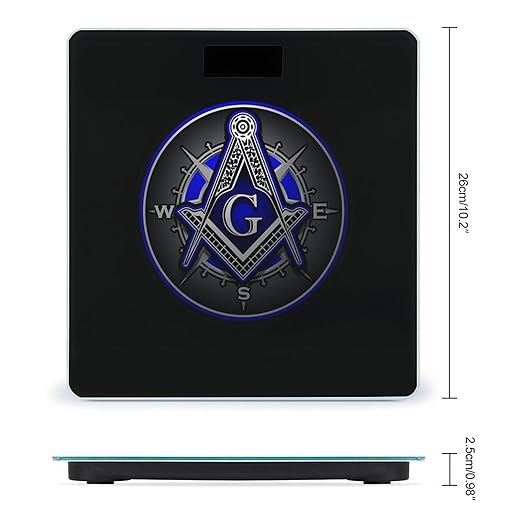 Masonic Faith Hope and Charity Freemason Sign Art Smart Square Scale with Digital Display for Bathroom Scale