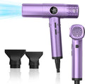 Ionic Blow Dryer with Diffuser | 1400W Fast-Drying Hair Dryer with LED Display &amp Adjustable Heat Control | Quiet Lightweight Design for Travel and Home Salon (Purple)