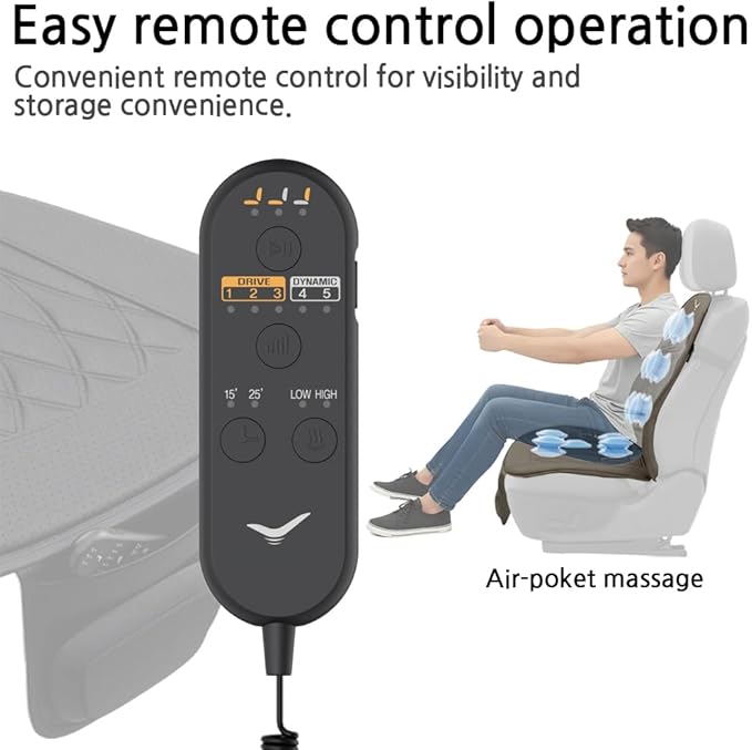 Vehicle Seat Air Massage Cover. Tailored for Long-Distance Drivers for Long commutes. 11 Air Cells Dynamic Work for Back &amp Hip. Relax Muscles While Driving Slim Comfy Design (Choco)