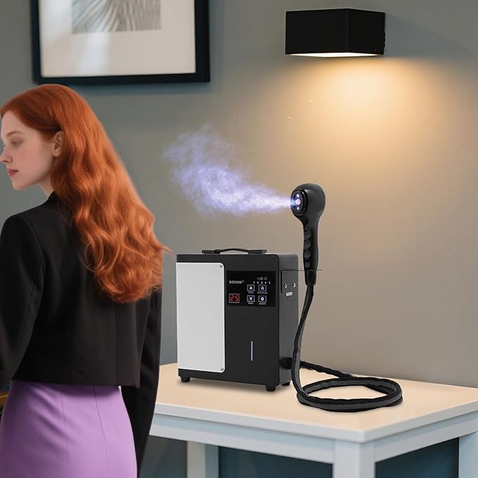 Professional Nano Hair Steamer with Adjustable Timer &amp Mist Control - 500ml Hot Mist Steamer for Deep Hair Treatment at Home/Salon (Black/White)