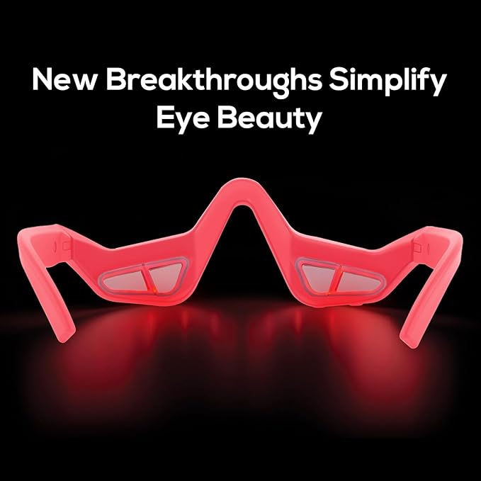 Under-Eye Red Light Therapy Device &amp Microcurrent Eye Massager Puffiness Eye Bags - Red Light Therapy Glasses for Reducing Wrinkles and Fine Lines(Pink)
