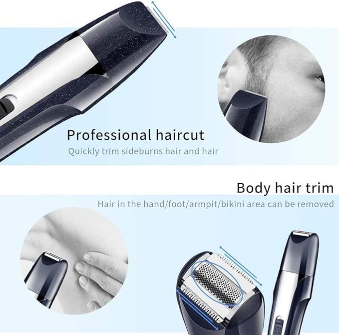Ear and Nose Hair Trimmer Set - 5in 1 Painless Facial Hair and Eyebrow Clipper for Men and Women Rechargeable USB Rechargeable Waterproof Dual Edge Blades for