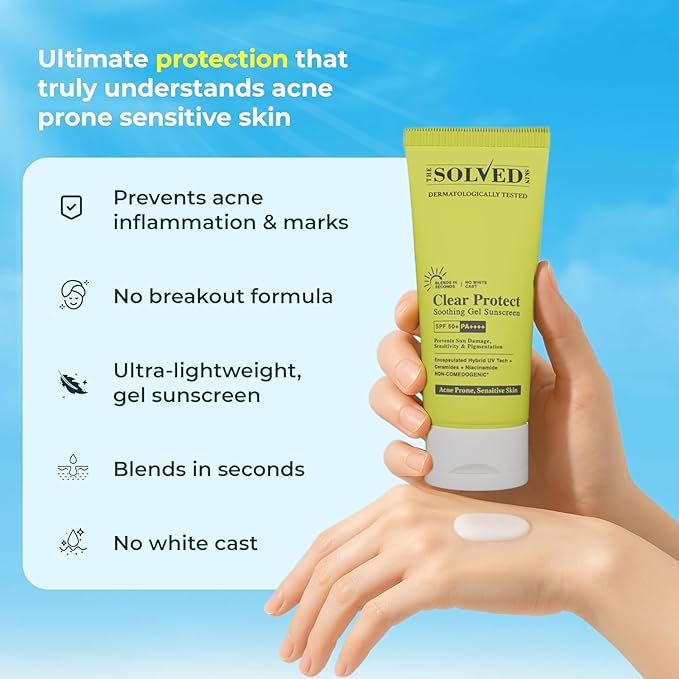 Gel-based daily sunscreenClear Protect Soothing Gel Sunscreen SPF 50+ PA++++ Acne Prone &amp Sensitive Skin Non-Comedogenic Dermatologically Tested