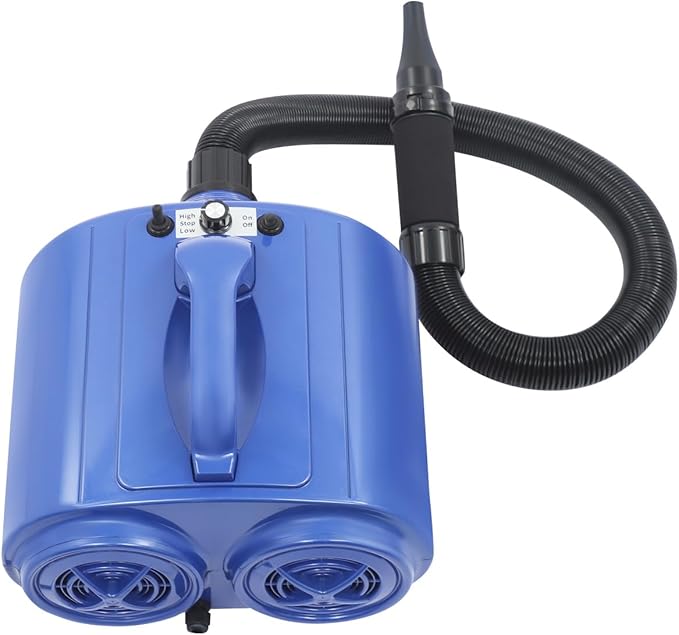 3600w Pet Grooming Hair Dryer Adjustable Temperature 77-149℉ &amp Airspeed 98.43-229.66ft/S Dual Motor Dog Cat Dryer with Flexible Hose &amp 2 Nozzles Dog Pet Dryer Blower for Home Pet Shop(Blue)