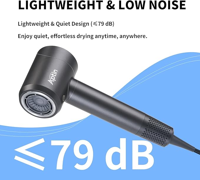 Ionic Hair Dryer 110K RPM 1250W Fast Drying 200M Negative Ion Care Dual Overheat Protection Anti-Static Low Noise 2 Heat &amp 2 Speed Durable PA+Glass Fiber Shell Lightweight Magnetic Nozzle