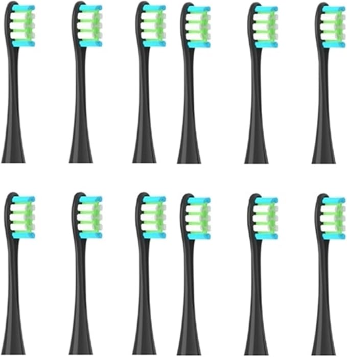 12PCS Replacement Tooth Brush HeadsCompatible for Oclean X/X PRO/ Z1/ F1/ One/Air 2 /SE Sonic Soft Electric(12pcs Black)