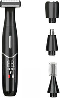 WAIKIL Electric Shaver &amp Trimmer Set - 4-in-1 Multi-Grooming Kit with Digital Display &amp Replaceable Blades for Face/Body Hair (Black) ‌