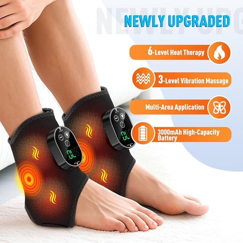 2-Pack Cordless Foot Massager for Neuropathy Foot and Ankle Massager Ankle Heating Pad with Massage 6 Heat Levels &amp 3 Massage Modes with Timer (Black)