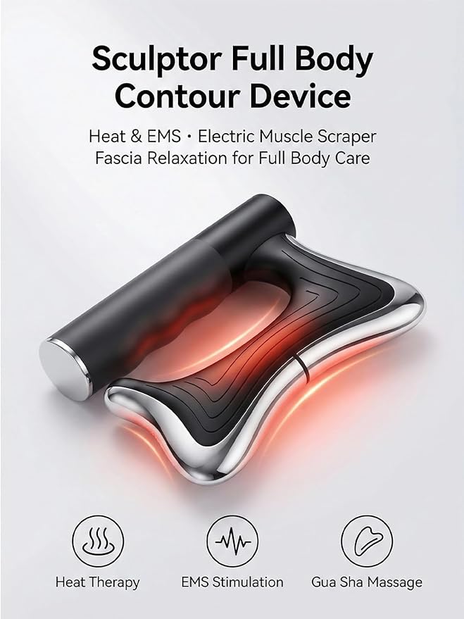 Full Body Contour Device with Heat &amp Ems Electric Fascia Scraper for Muscle Relief Skin Firming Lymphatic Drainage Cellulite Massager Sculptor for Belly Arm Waist Leg Circulation Support