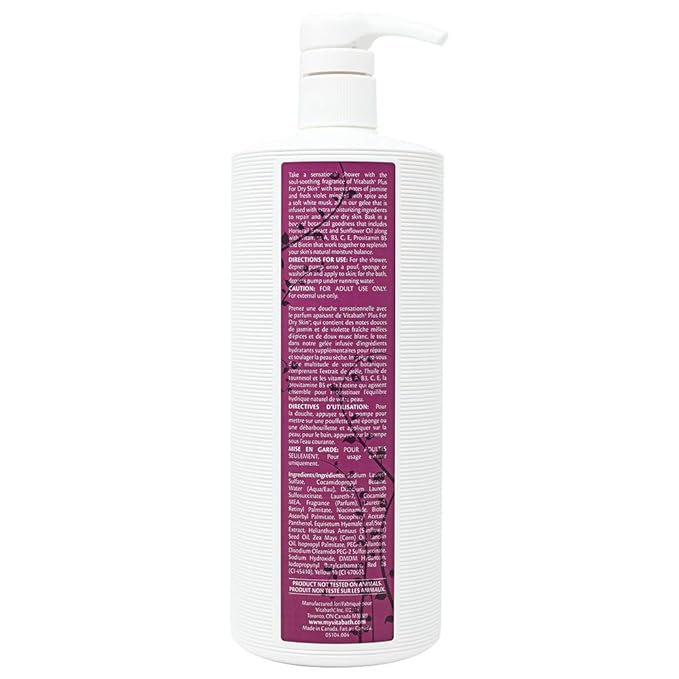 Vitabath Plus For Dry Skin Moisturizing Bath &amp Shower Gel Wash Nourishing Replenishing Oils Deeply Hydrate &amp Soothe Dryness - Body Cleanser Skin Restore &amp Foaming Gelee - 10.5 oz