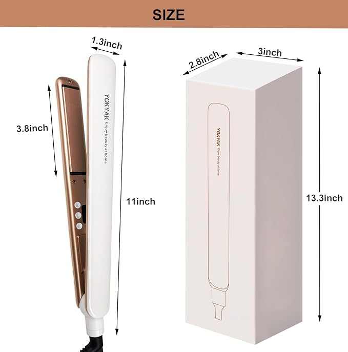 Flat Iron Hair Straightener Ultra-Thin Nano Titanium 1 ¼ inch Thin Hair Iron 10-Second Heat-up Auto Shut-Off 2-in-1 Hair Straightening and Flat Iron Curler with Transparent LED Display